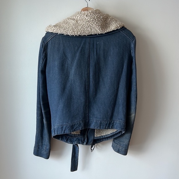 Denim shearling Moto Jacket by Zoé - Picture 4 of 11